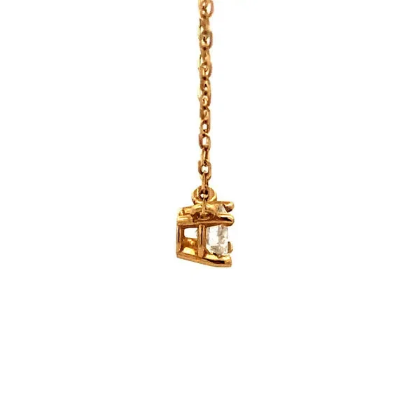 Designer 14K Yellow Gold Round Diamond Solitaire Pendant Chain Necklace